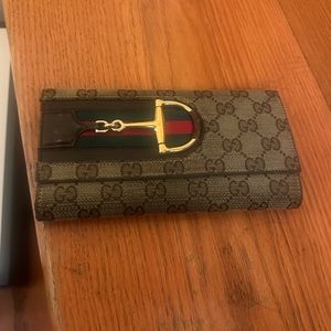 Horsebit Canvas Mono Gucci Long Wallet